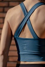 Brassière croisée bleu pétrole