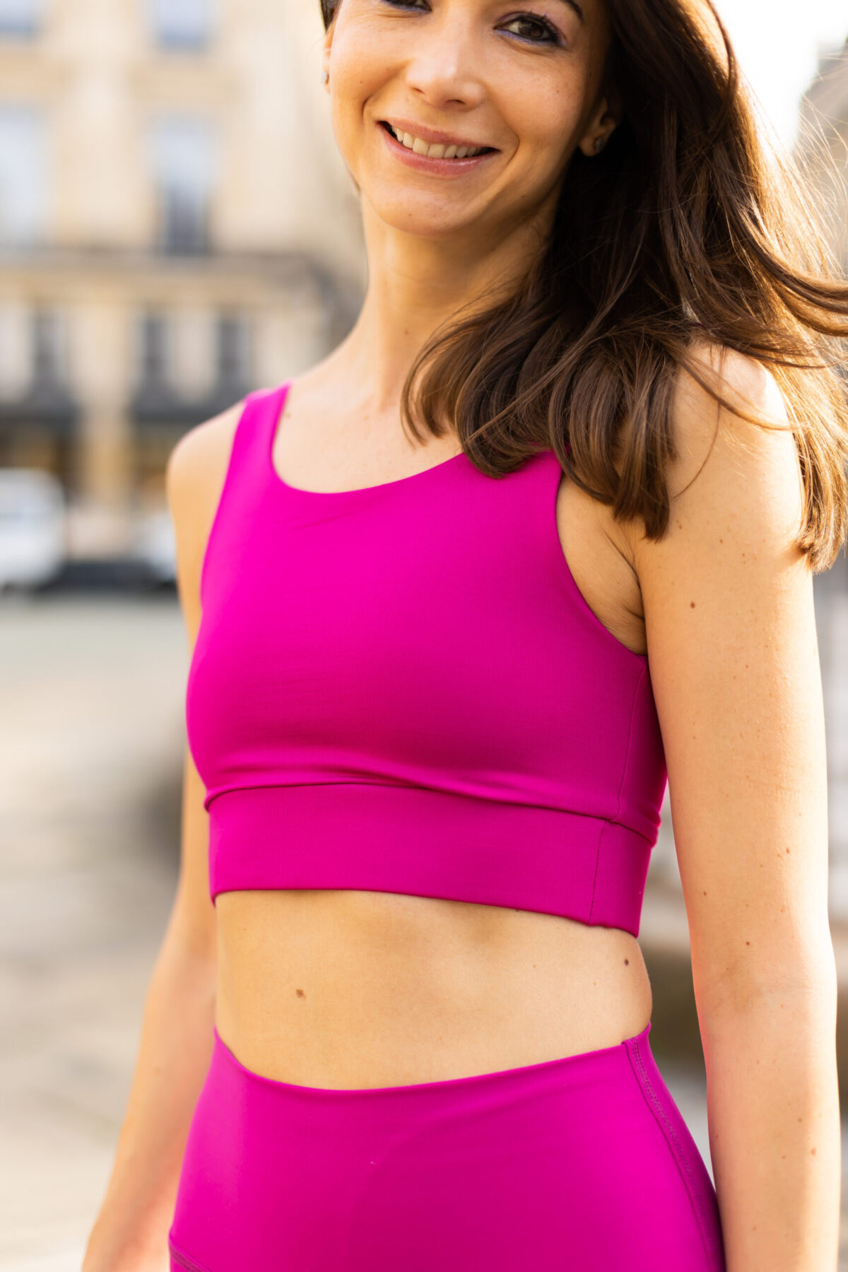 Brassière en U magenta col rond