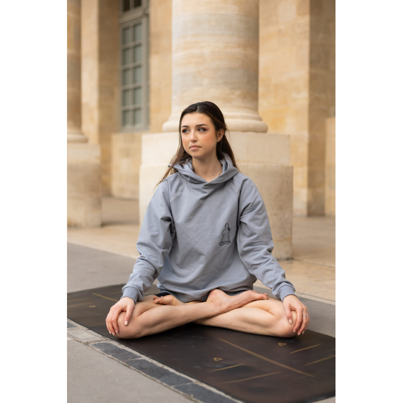 Sweat a capuche gris bleu lotus