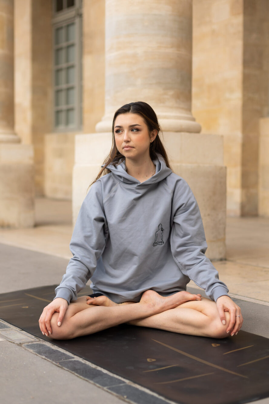 Sweat a capuche gris bleu lotus
