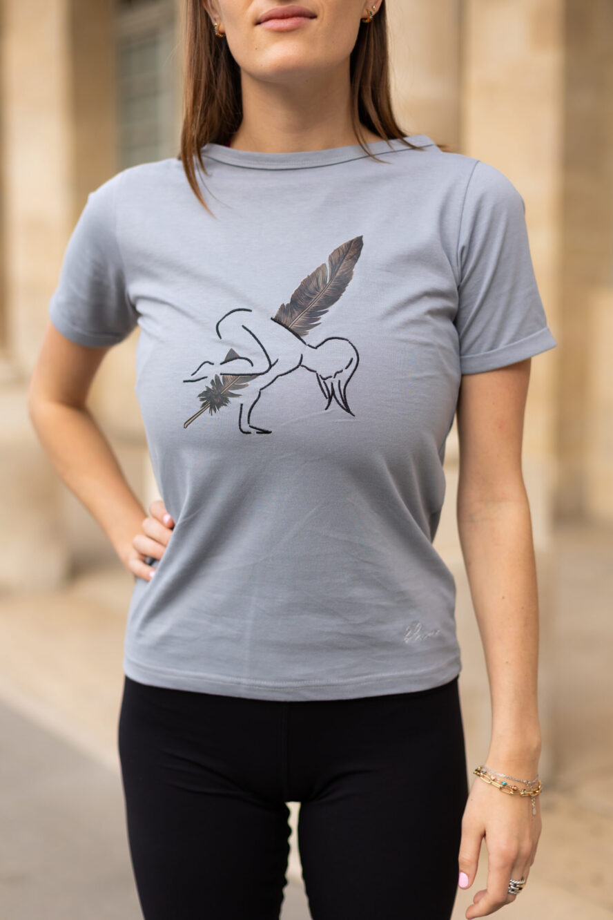 T-shirt gris corbeau crow pose