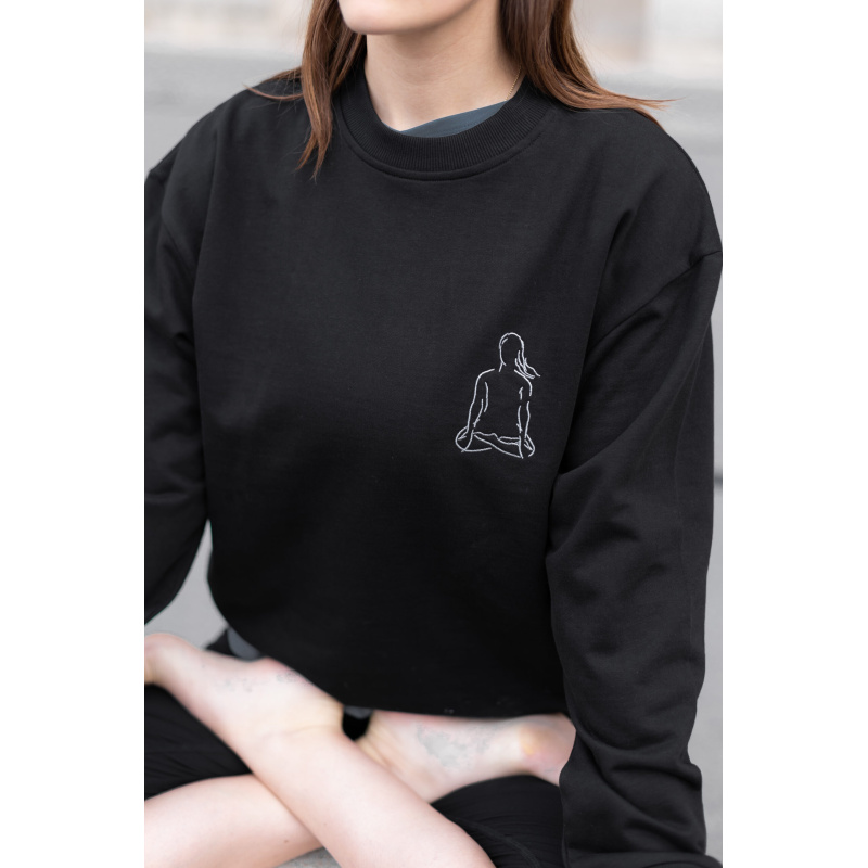 Sweat noir lotus pose coton bio