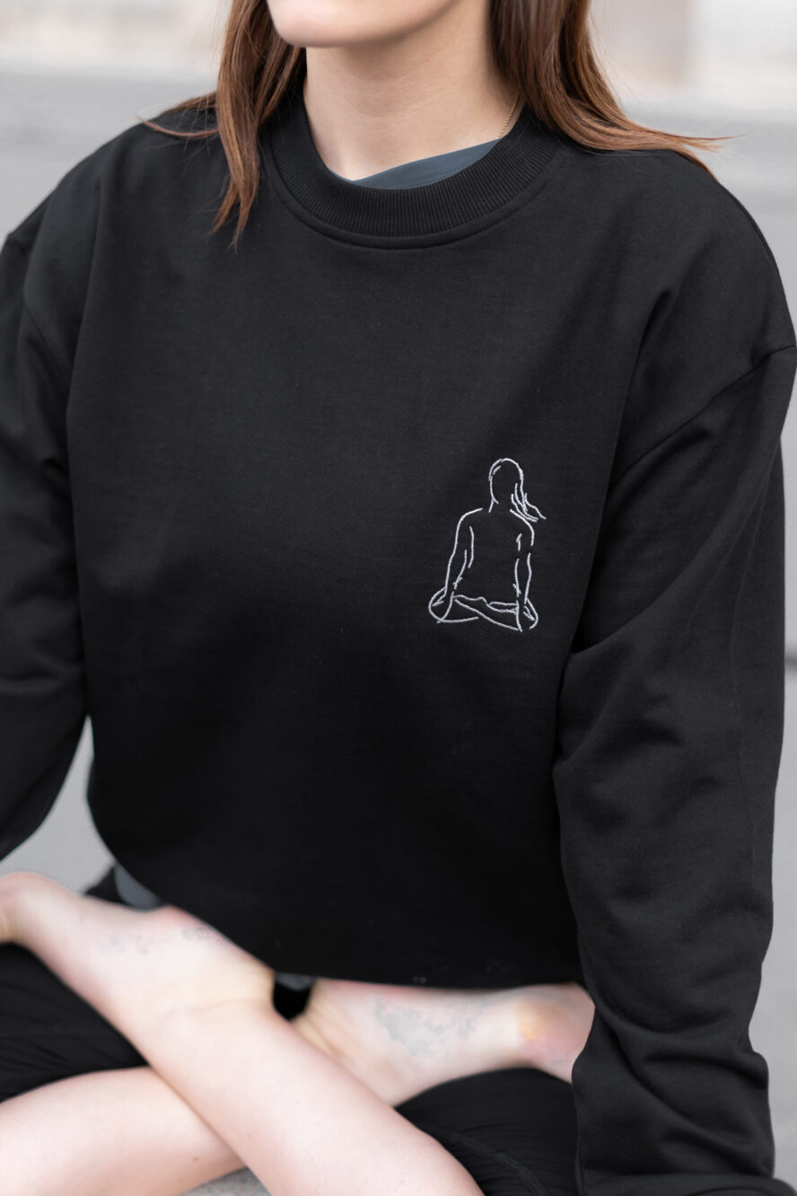 Sweat noir lotus pose coton bio