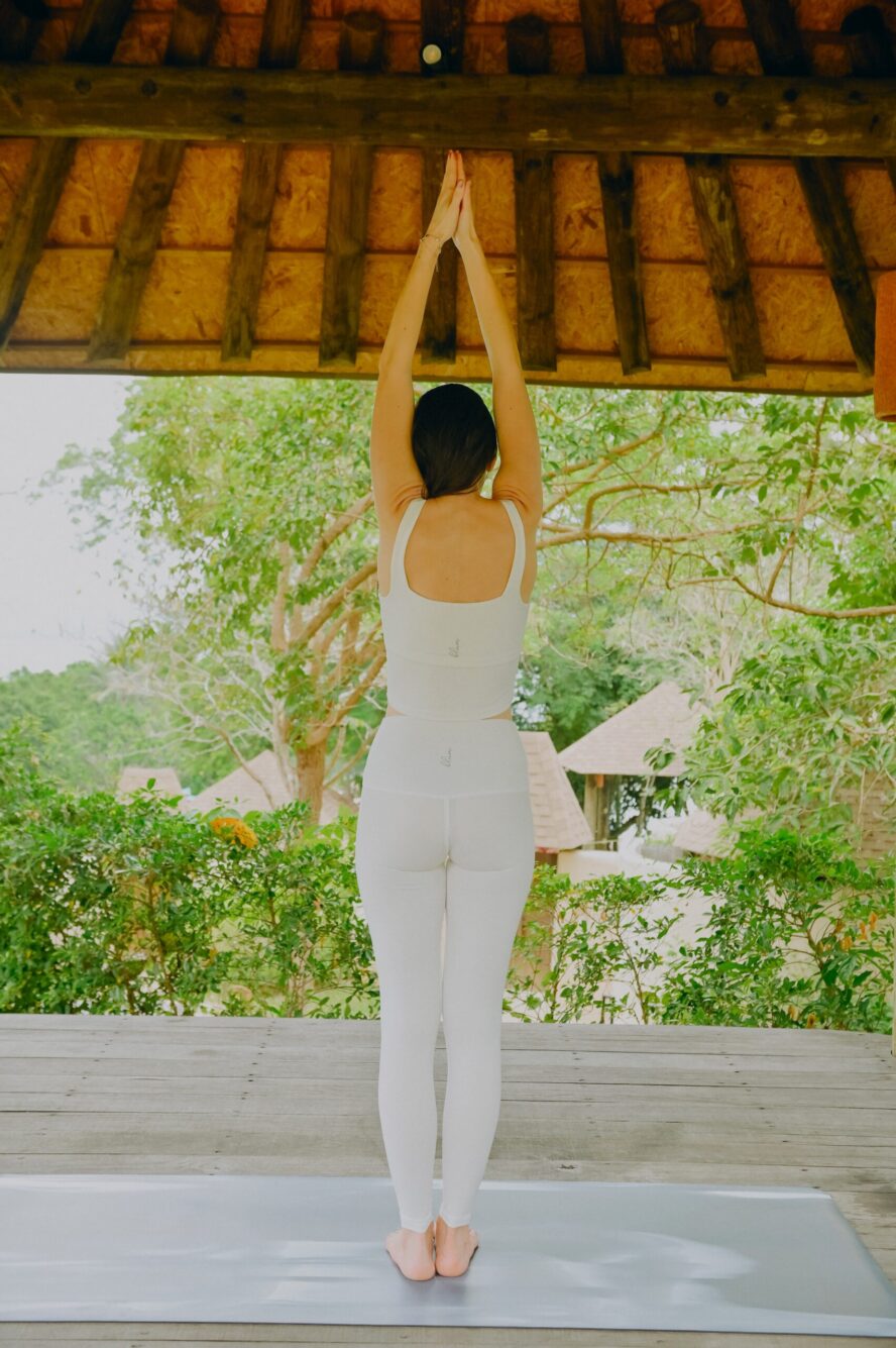 Legging blanc cassé taille haute