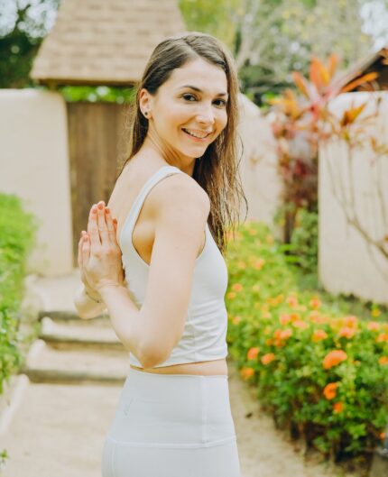 Legging blanc cassé taille haute