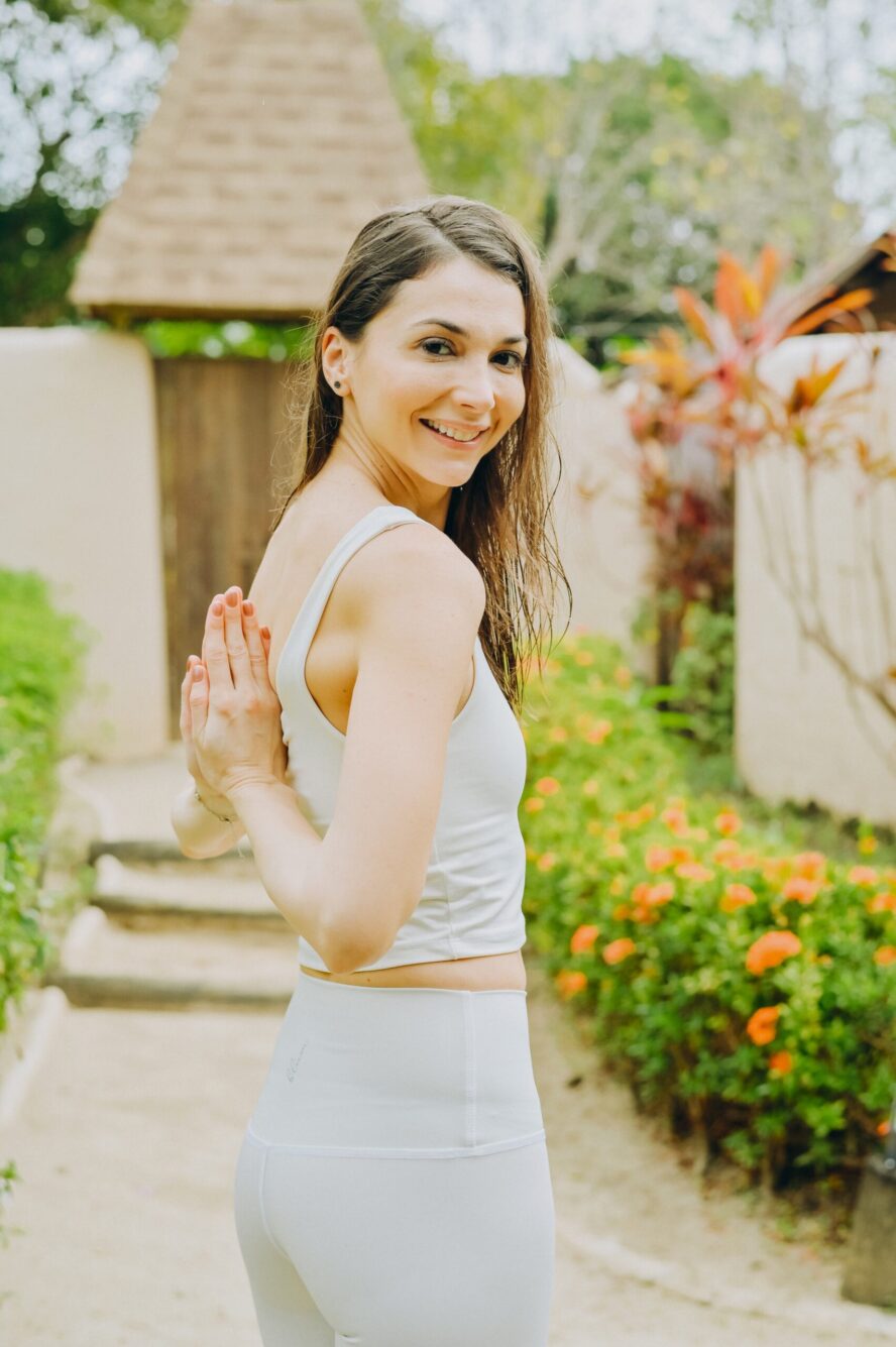 Legging blanc cassé taille haute
