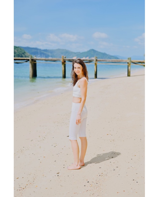 Legging cycliste taille haute blanc Legging cycliste taille haute blanc