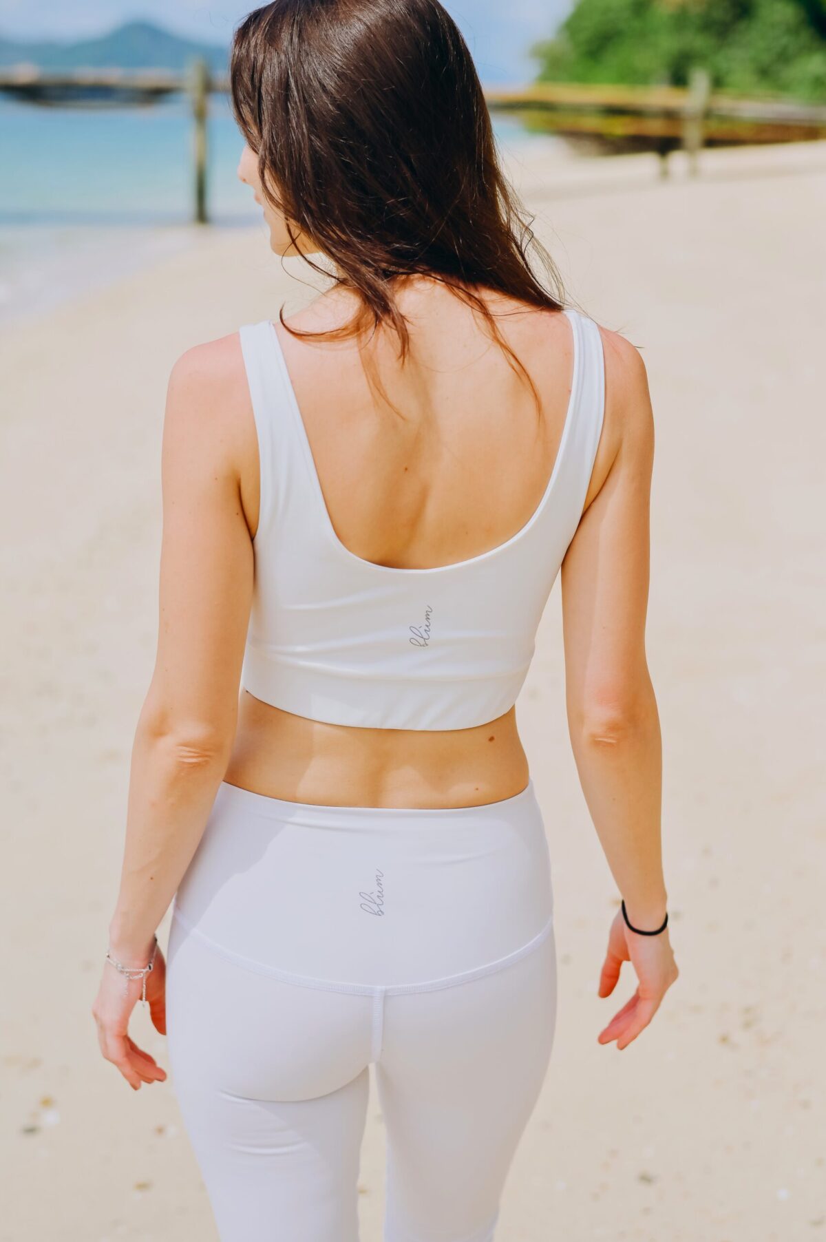 Legging cycliste taille haute blanc