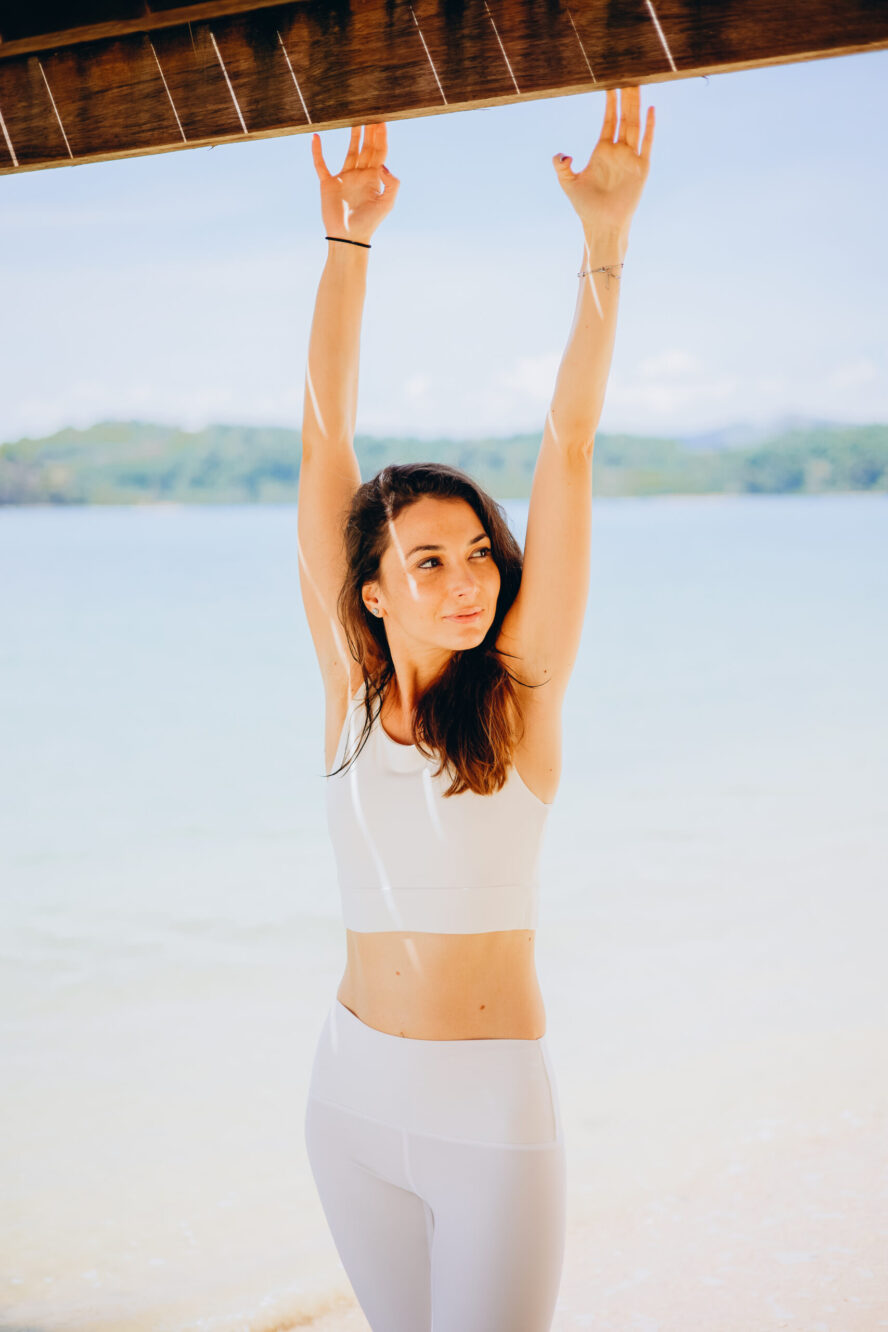 Legging cycliste taille haute blanc