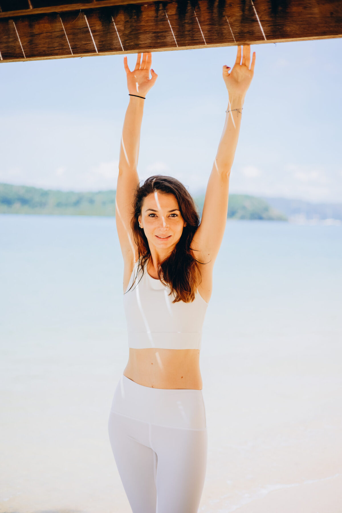 Legging cycliste taille haute blanc