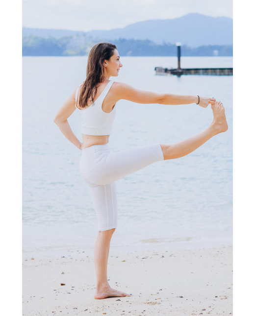 legging-cycliste-taille-haute-bleu-blanc Legging cycliste taille haute - Blanc cassé – Image 6