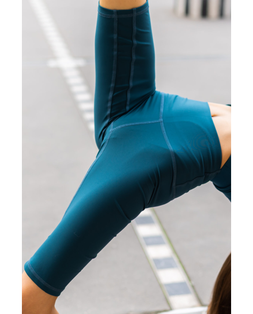 Legging cycliste taille haute - Bleu pétrole – Image 2
