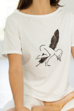 T-shirt Corbeau 100% coton bio - Blanc – Image 2