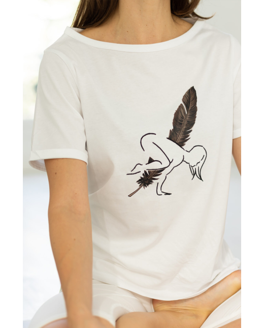 T-shirt Corbeau 100% coton bio - Blanc – Image 2